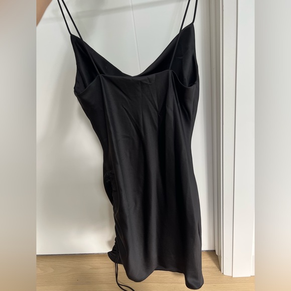 Topshop Ruched Satin Black Mini Dress - Picture 9 of 10